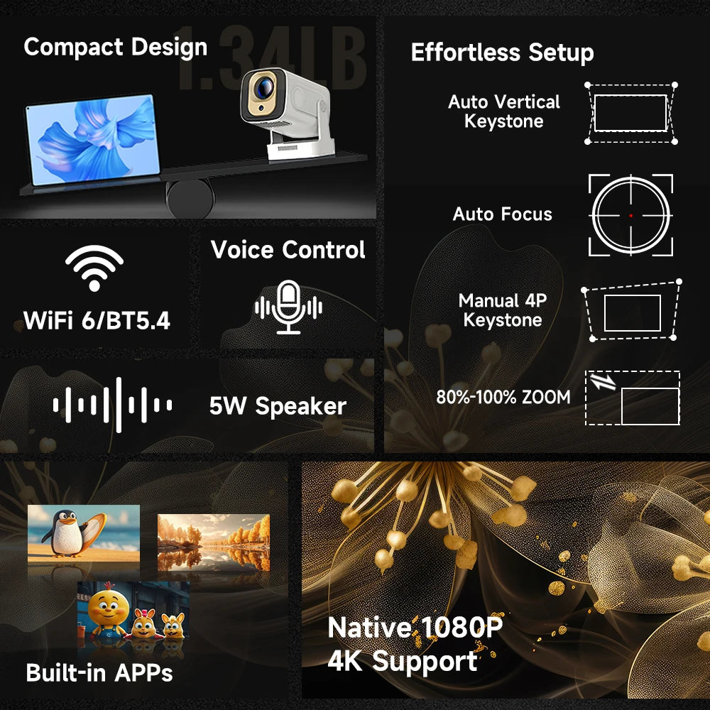 Projector 4k android 11
